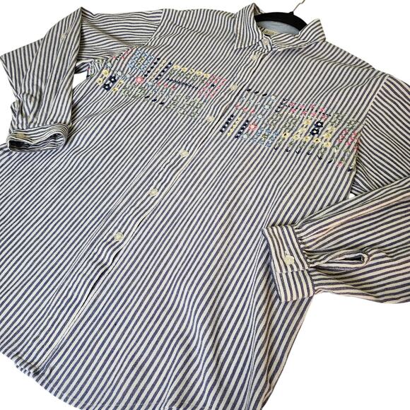 Koret Womens Vintage Button Down Shirt Size Medium Dainty Flower Embroidered - Picture 1 of 12